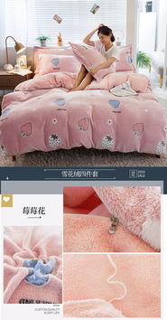 朵西娜 ba版雪花绒四件套冬季加厚保暖双面绒被套珊瑚绒床单人三件套床上用品
